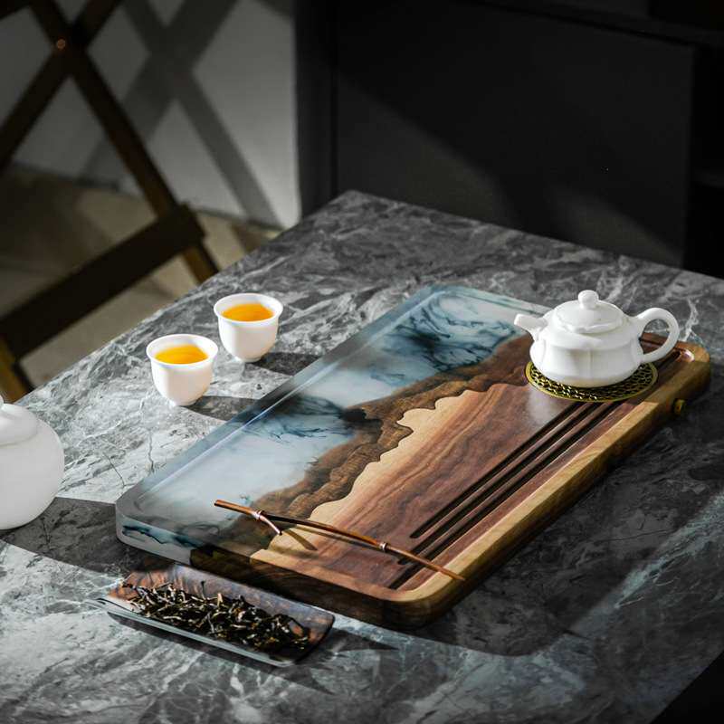 茶盘家用排水式小茶盘茶具办公室USB灯