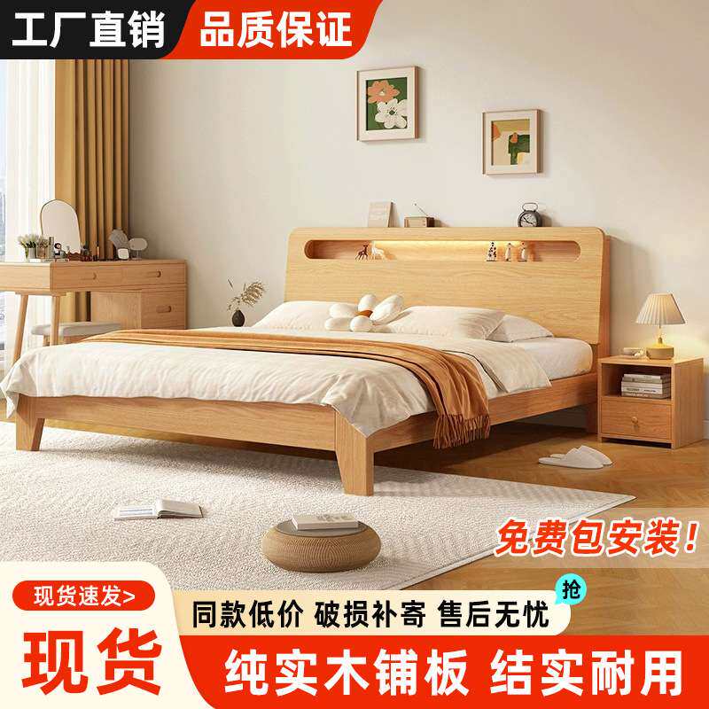 床双人1.8x2米床家用简约1.5米出租房用经济型1米单人木床1.2米