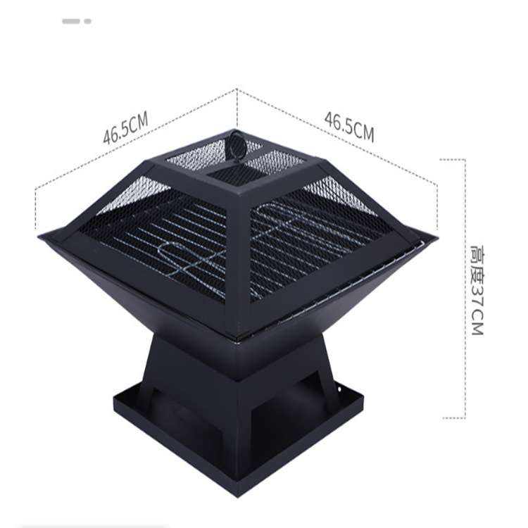 耐高温方形篝火火盆柴火炉bbq烧烤户外取暖火炉便携炭盆烧烤架