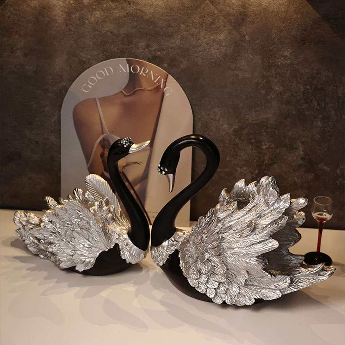 优雅浪漫黑色情侣天鹅守护一生爱恋家居客厅电视酒柜装饰品摆件,鲜花速递/花卉仿真/绿植园艺,割草机/草坪机,淘宝优惠券,粉丝福利购,淘宝优惠卷