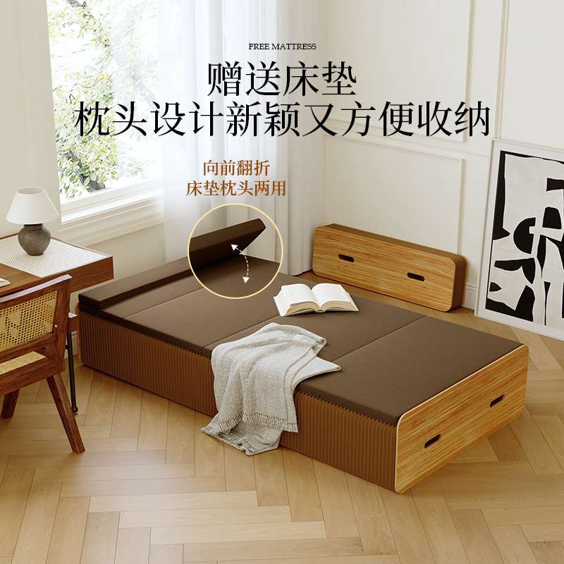 十八纸折叠床午休单人多功能沙发床两用办公家用小户型隐藏床成人图片