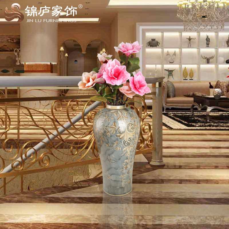 欧式陶瓷花瓶客厅瓷器花插摆件现代家居时尚装饰品电视柜旁边摆设