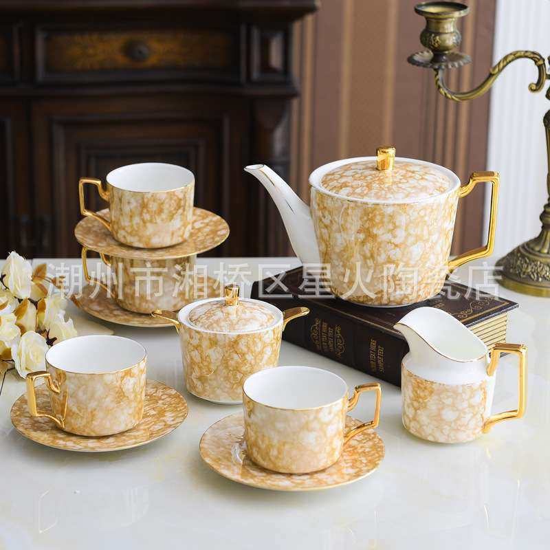 欧式描金15头咖啡具套装英式下午茶水具陶瓷咖啡杯带茶壶糖罐奶壶,玩具/童车/益智/积木/模型,遥控车升级件/零配件,淘宝优惠券,粉丝福利购,淘宝优惠卷