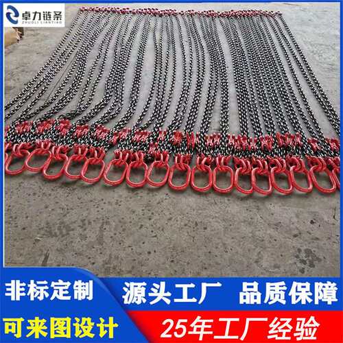 起重吊链 锰钢不锈钢双腿/三腿吊环索具 成套带钩式链条吊具
