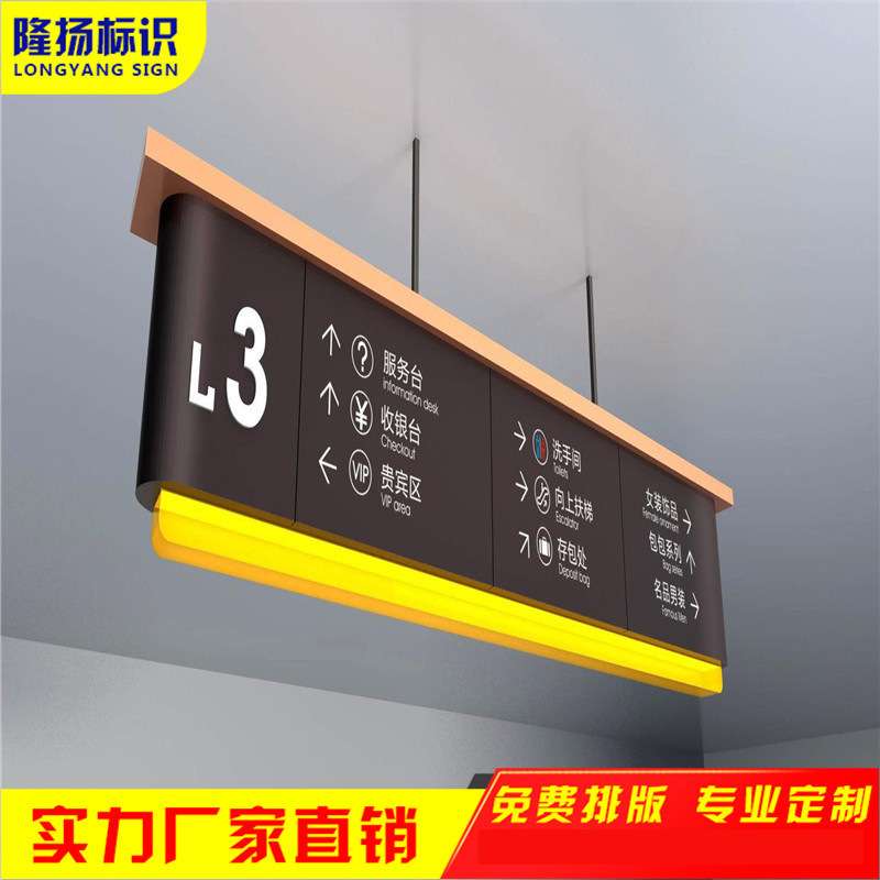 镂空灯箱吊牌指示灯箱超市收银台LED悬挂式铝制商用门头广告牌