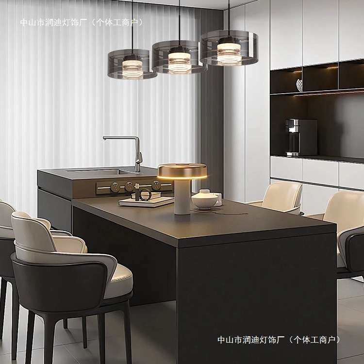 现代设计师极简餐厅吊灯北欧后现代简约创意玻璃吧台单头餐桌吊灯