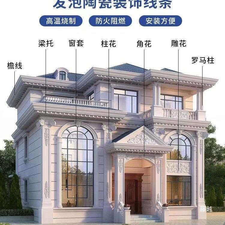 中式回纹外墙浮雕花发泡陶瓷窗套线万字纹浮雕影背墙柱子浮雕