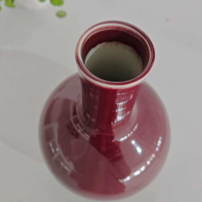 陶瓷花瓶郎红釉瓷瓶客厅电视柜插花中式瓷器摆件装饰品