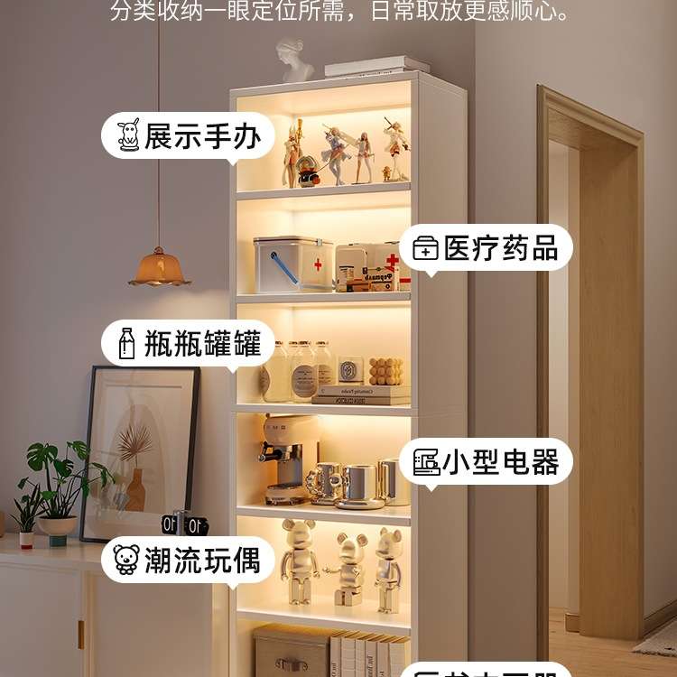 新品电视柜旁置物架家用书架简易落地收纳过道柜子客厅多层墙角书
