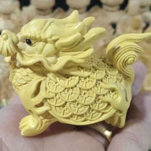 崖柏木福寿龙龟实心精雕文玩茶宠男士随身盘玩金钱龟手把件