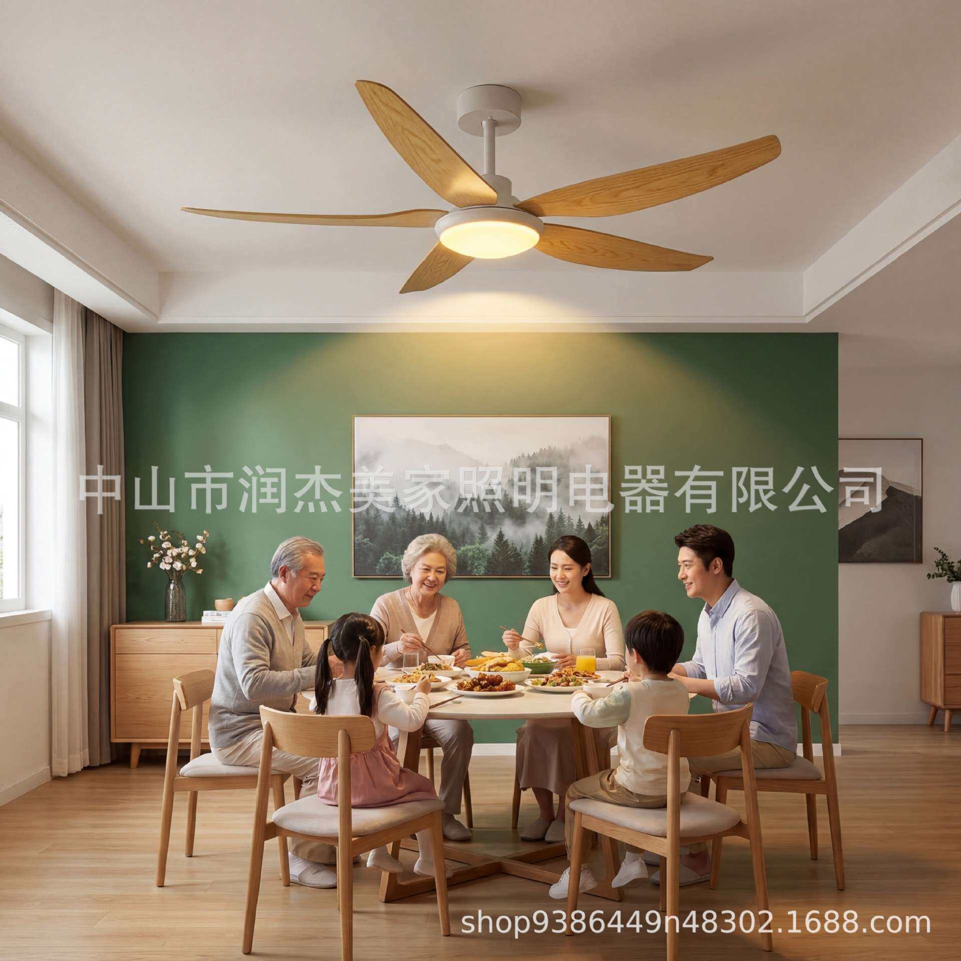 风扇灯现代简约吸顶吊扇灯客厅卧室房间灯带风扇一体意式电扇吊灯图片