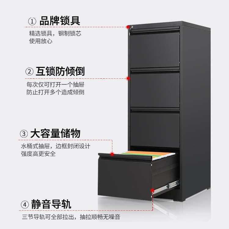 办公室铁皮柜挂劳柜文件柜A4FC卡箱挂快捞抽屉档案合同柜带锁矮柜