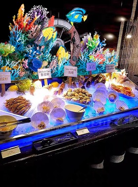 新中式酒店餐桌自助餐桌装饰摆饰创意咖啡厅西餐厅宴.会桌海鲜台