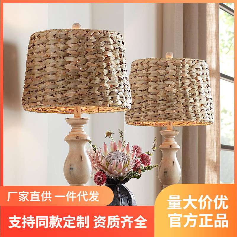 中式竹编LED台灯 书房桌子灯卧室床头柜灯夜灯装饰家居灯具编织灯