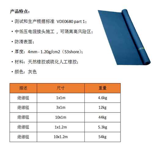 弈远供厚4mm低压绝缘毯AV4320橡胶绝缘毯1.2m