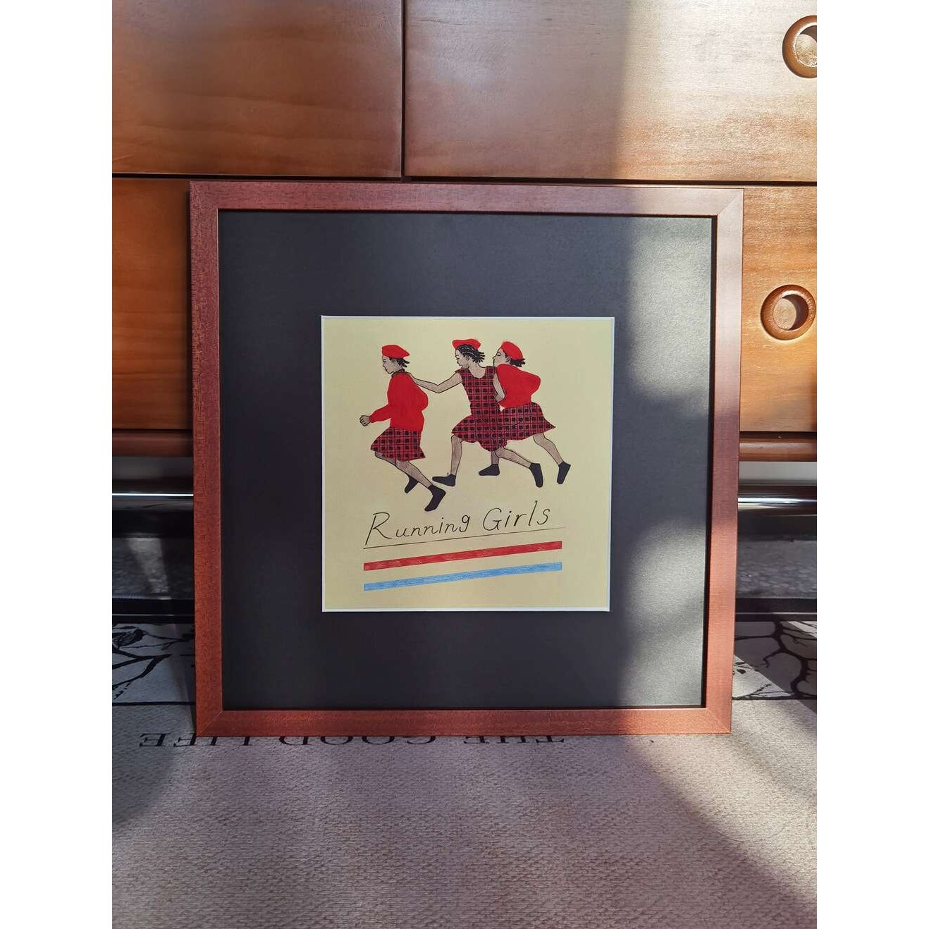 现在客厅复古黑胶 running girls小众民宿中古文艺装饰画挂画壁画