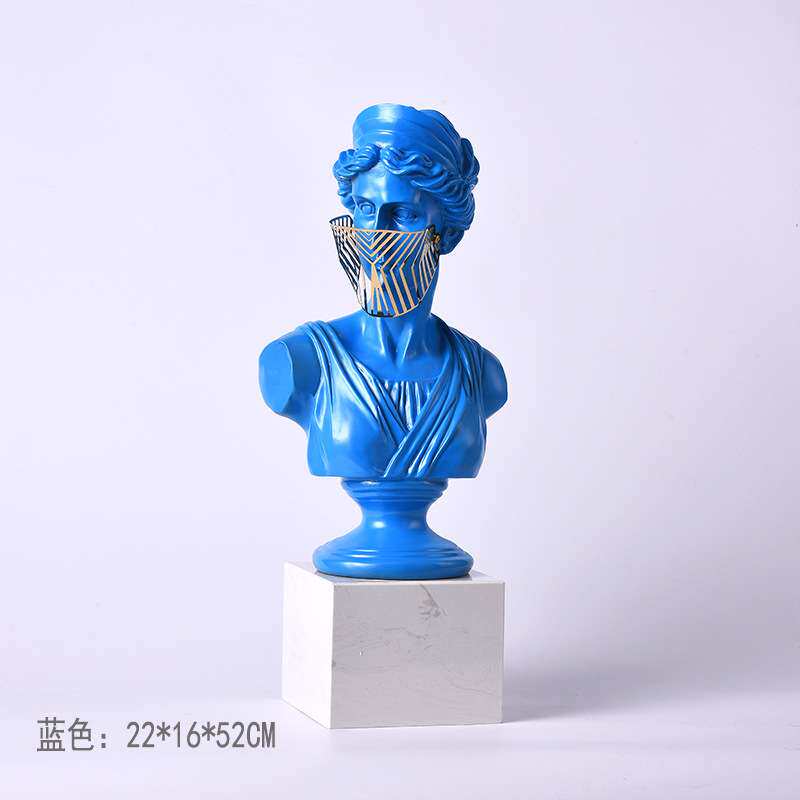 现代简约轻奢树脂雕像人物摆件样板间售楼处面罩北欧抽象软装饰品
