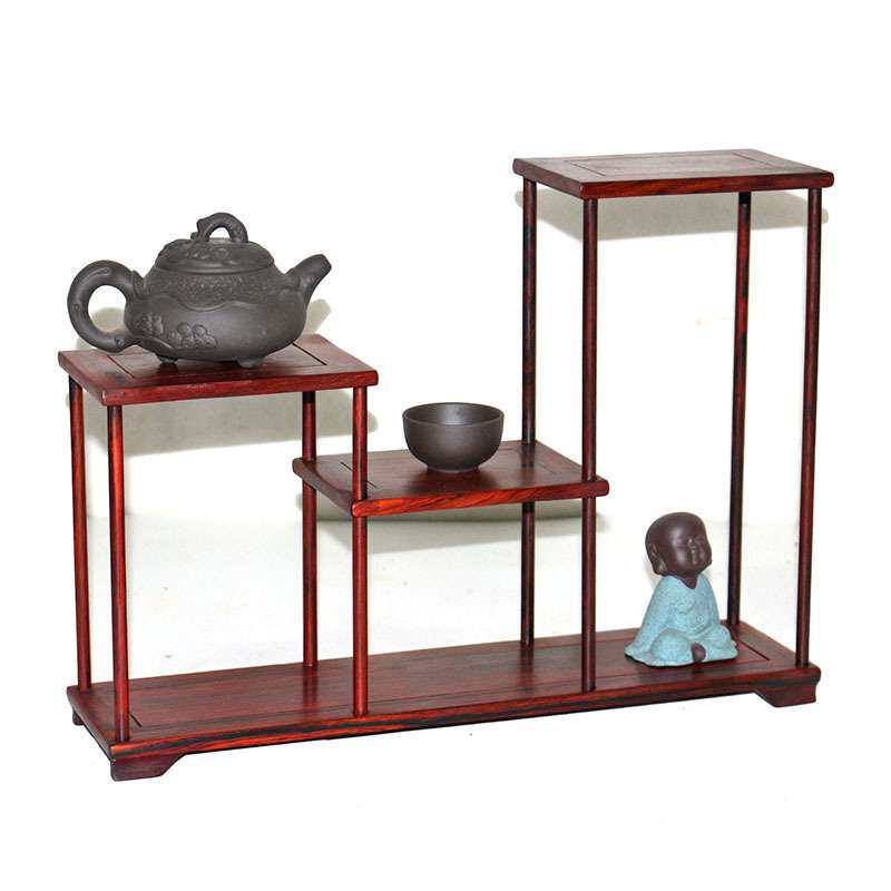红酸枝中式紫砂壶茶具博古架展示架置物架工艺品盆景摆件实木架子