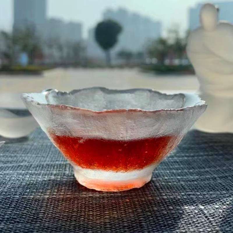 纯手工原矿水晶斗笠杯花边水晶杯刻面个性主人杯品茗喝茶杯