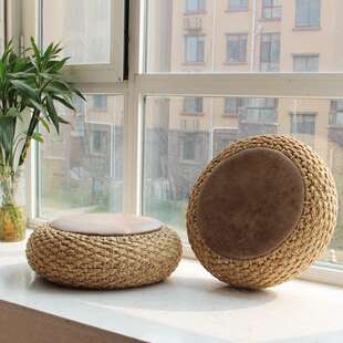 草藤编蒲团坐垫加厚圆形茶道坐墩日式地板阳台飘窗榻榻米坐垫子