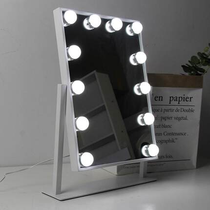 带灯化妆镜led台式白色方形网红梳妆台补光三色智能好莱坞化妆镜