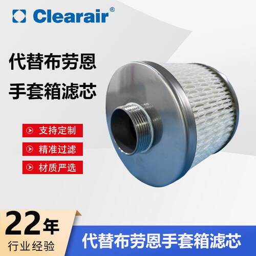 替代布劳恩手套箱滤芯空气过滤专用高精度不锈钢螺纹口折叠过滤器