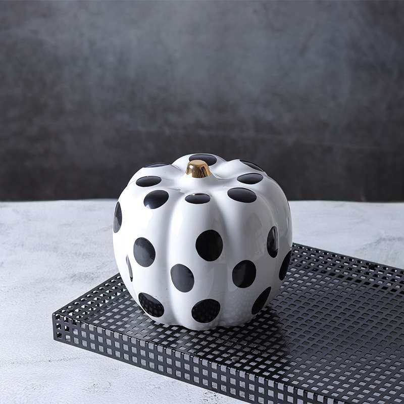 黑白波点南瓜摆件陶瓷蔬菜水果电视柜玄关酒柜书柜床头柜软装饰品,电子元器件市场,其它元器件,淘宝优惠券,粉丝福利购,淘宝优惠卷