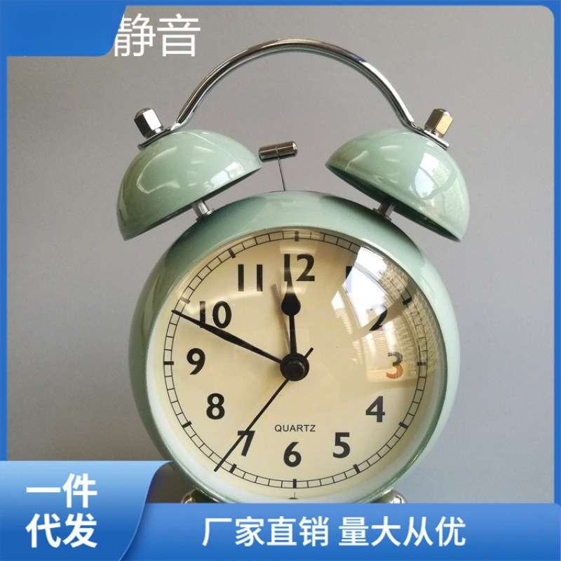 出口日韩金属闹钟时钟静音卧室床头钟学生起床桌面数字可爱链衡