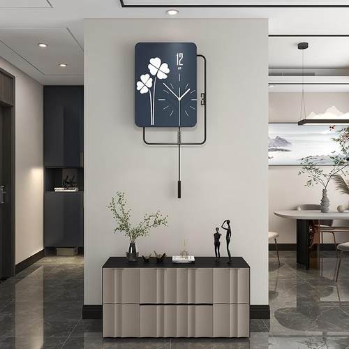 新款中国风简约挂钟客厅玄关背景装饰画时钟挂墙家用个性创意钟表