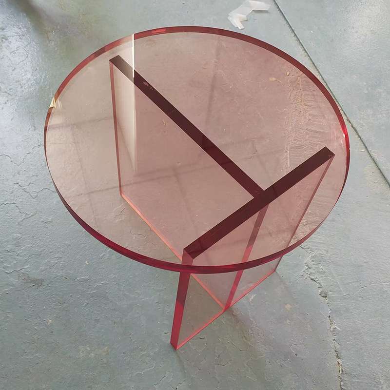 亚克力红色圆形茶几角几现代简约沙发边几别墅客厅商超设计师桌几