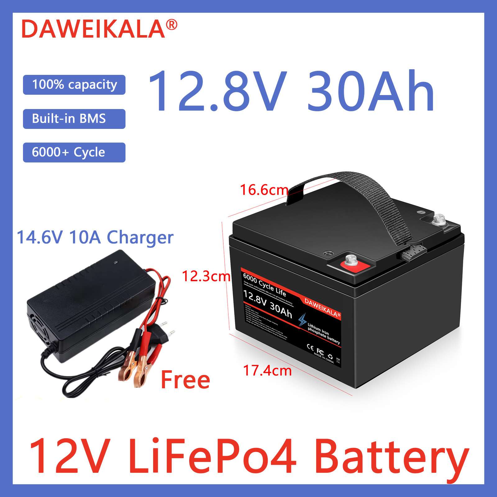 12V 30ah Lifepo4电池组12V 30h磷酸铁锂用于电动船用舷外驱动电