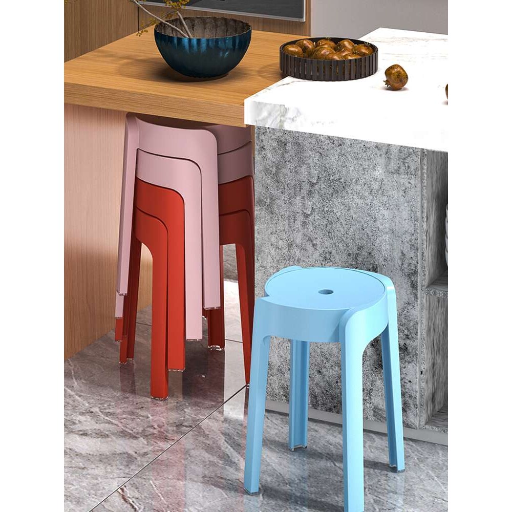 家用可叠放板凳高凳轻奢胶凳折叠简易椅独凳简约加厚餐凳塑料凳子