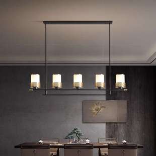 新中式餐厅吊灯长条全铜餐桌吧台书房茶室别墅宋氏美学灯具