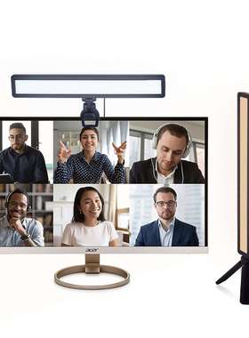 WS66线控开关三色温长条屏幕补光灯可调角度夹子柔光版led灯