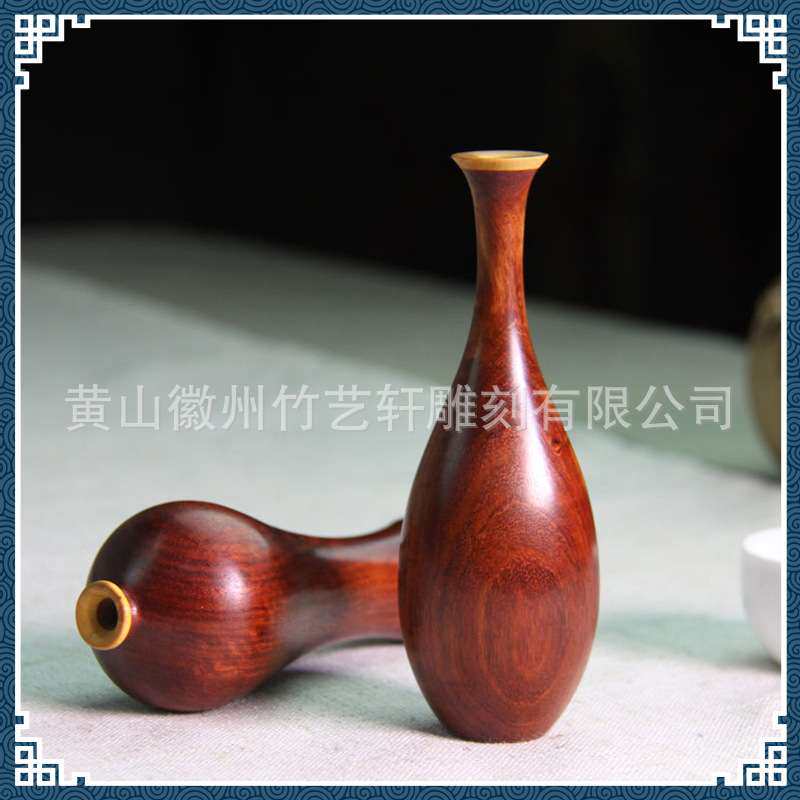 厂家新中式血檀花瓶工艺品家居装饰插花实木花器客厅摆件