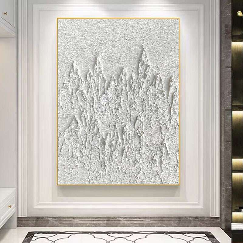 手绘油画抽象山装饰画立体砂岩厚肌理背有靠山客厅玄关挂画落地画