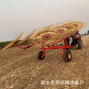 拖拉机后牵引圆盘搂草机 全液压升降指盘式搂草机农业牧草搂拾机