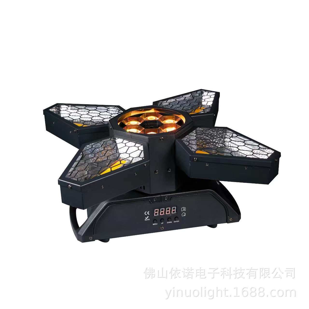 跨境四叶蜂眼复古灯LED酒吧直播间KTV旋转氛围灯背景灯风扇舞台灯