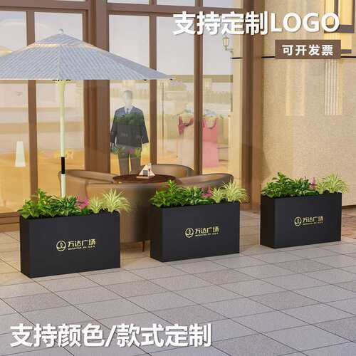 户外不锈钢坐凳花箱组合广场商业街花坛座椅铁艺种植隔断花槽