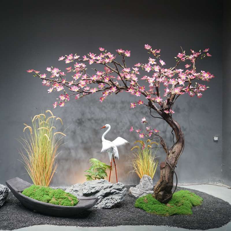 仿真玉兰花树绿植室内造景商场橱窗落地花艺摆放景观装饰场景布置