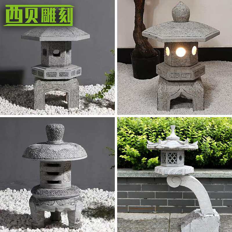 仿古石雕石灯花岗岩雕刻景观石灯笼园林草地做旧石灯厂家