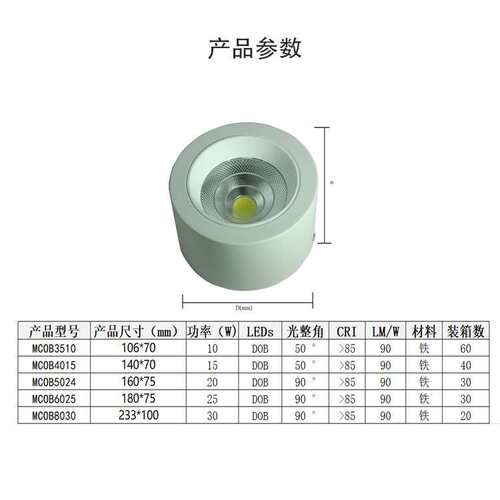Ceiling Light明装DOB高显筒灯防眩吸顶无主灯4寸5寸6寸8寸筒灯