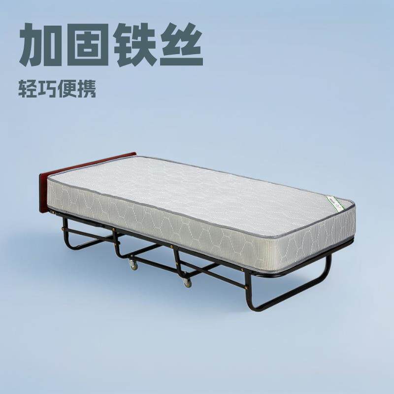 加固铁丝条纹布弹簧折叠床家用宿舍便捷简约单人多人弹簧床可折叠