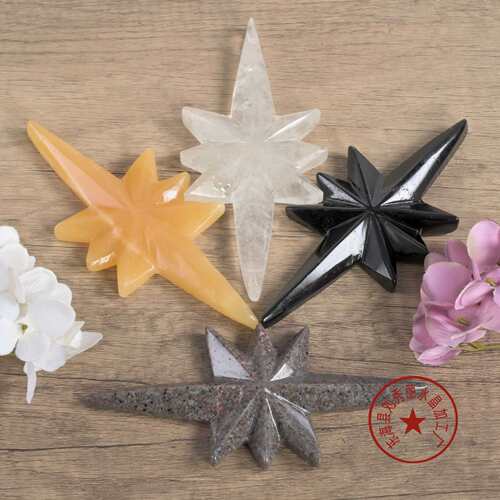 天然水晶雕刻八角北极星桌面摆件原石打磨雕刻东海水晶工艺品