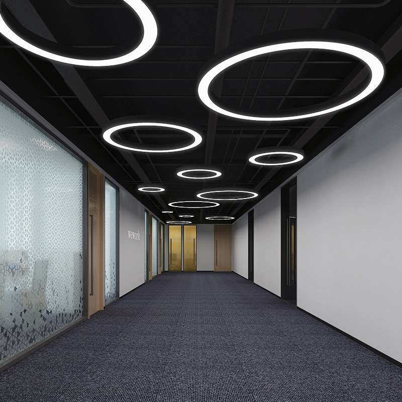 LED圆形圆环吊灯创意个性办公室店铺大堂工业风圆圈工程环形商用