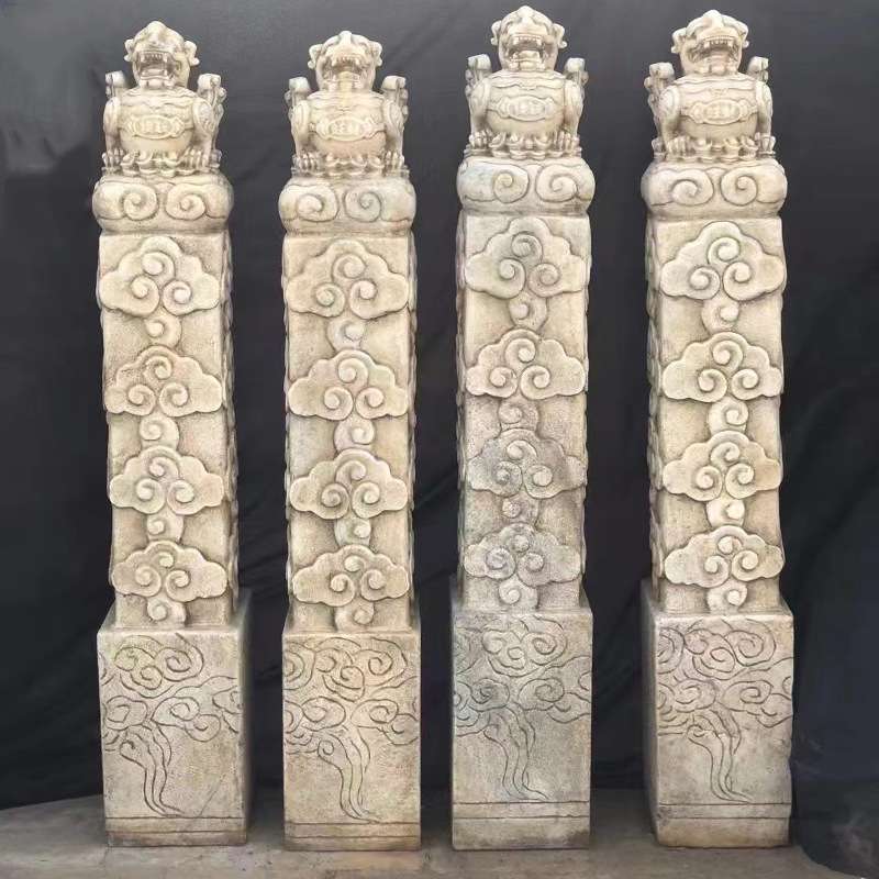 石雕汉白玉拴马桩仿古园林石狮子貔貅中式室内玄关庭院做旧栓马桩