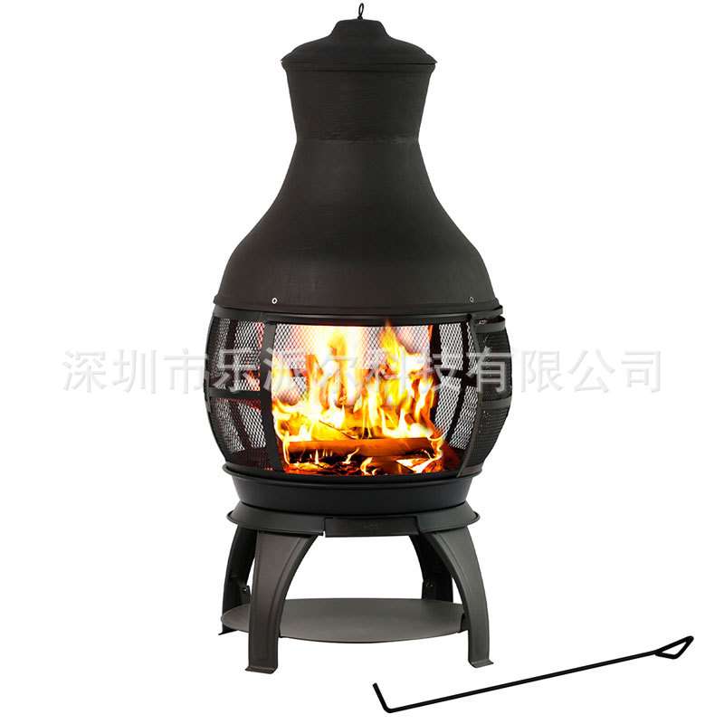 烤火炉铸铁木柴烤火盆Chimeneafireplace出口便携防风铸铁火盆