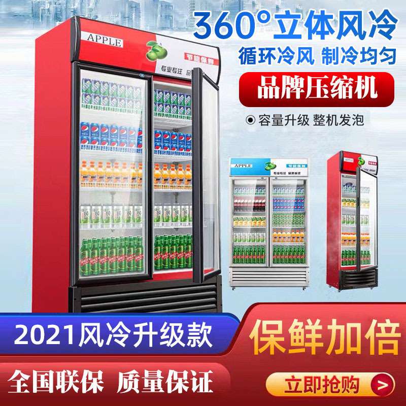 展示柜啤酒冷藏立式冰柜商用饮料饮品保鲜柜超市便利店双三门风冷
