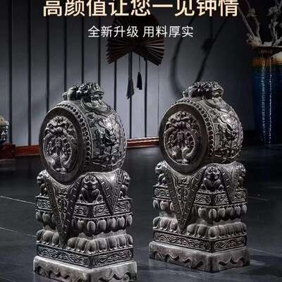 石雕门墩抱鼓石一对家用稹宅石狮子貔貅青石仿古门当石墩石鼓