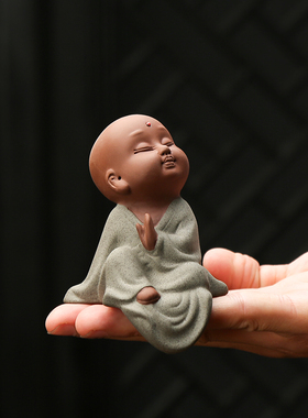 创意陶瓷小和尚禅意摆件博古架中式桌面工艺品客厅V书房装饰艺术